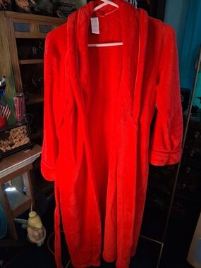 Covington Vibrant Red Plush Women's Robe with Shawl Collar
